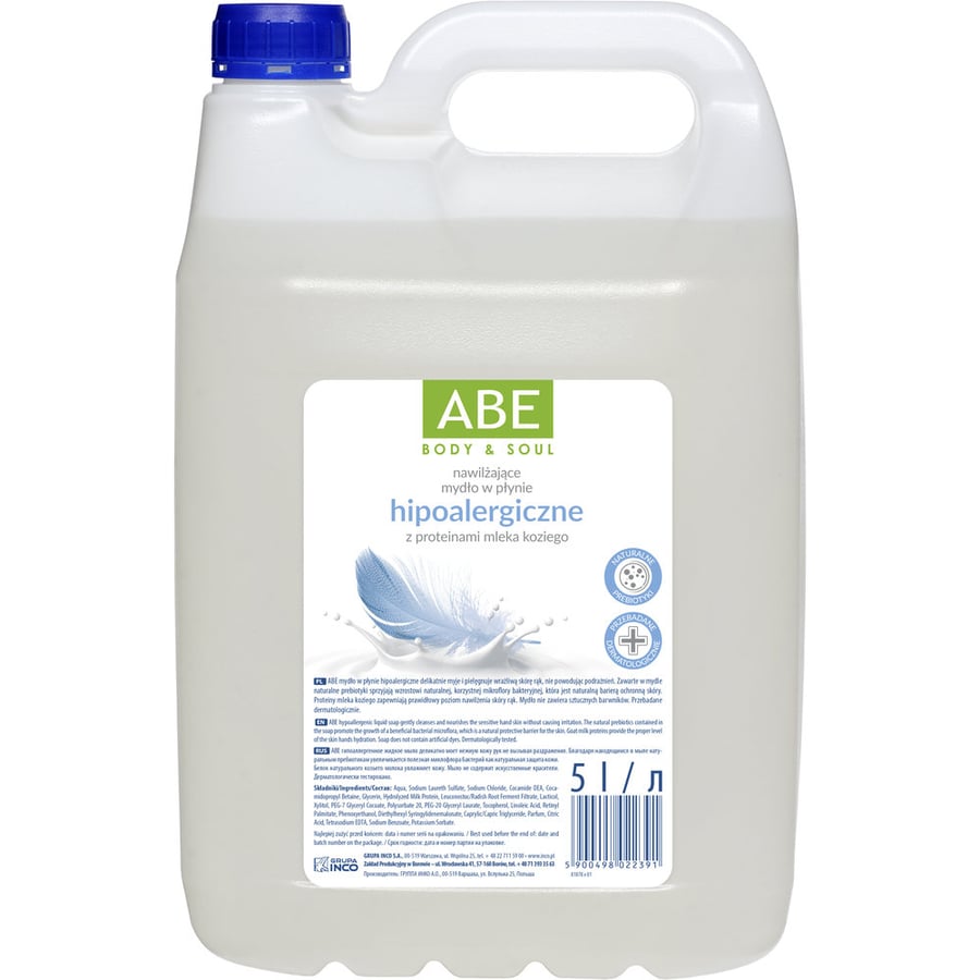 ГИПОАЛЛЕРГЕННОЕ ЖИДКОЕ МЫЛО ABE 5 Л
ГИПОАЛЛЕРГЕННОЕ ЖИДКОЕ МЫЛО ABE 5 Л