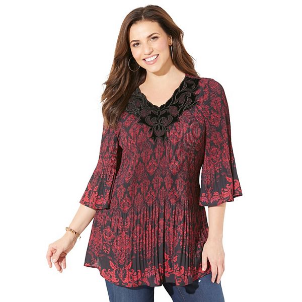 Блузка женская plus size petite с бархатной отделкой и плиссировкой Catherines, Pink Black Paisley
Блузка женская plus size petite с бархатной отделкой и плиссировкой Catherines, Pink Black Paisley