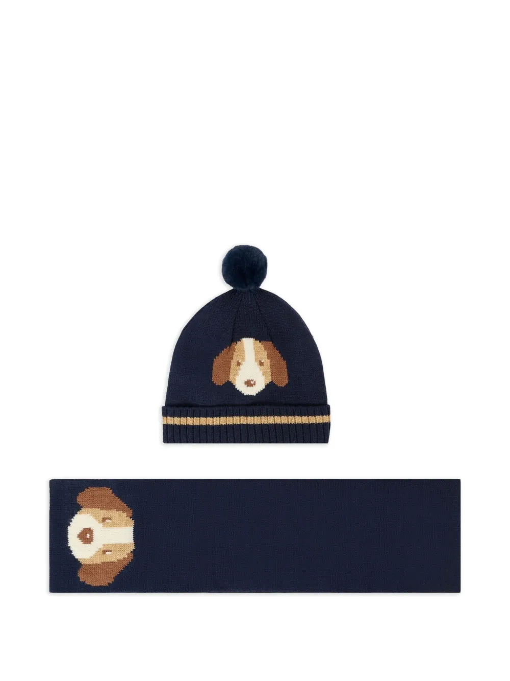 Комплект вязаной шапки с мотивом собаки Mayoral, синий
Комплект вязаной шапки с мотивом собаки Mayoral, синий