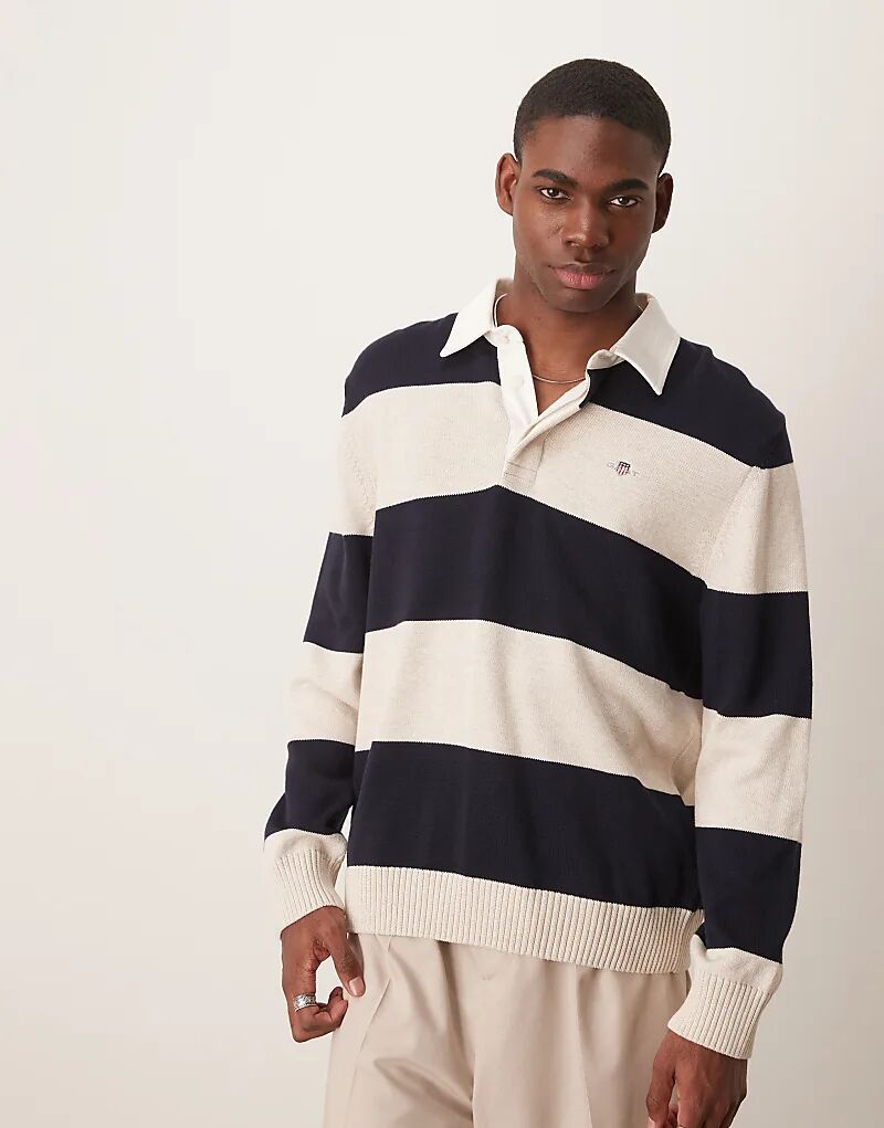 Трикотажное поло GANT в темно-синюю полоску
Трикотажное поло GANT в темно-синюю полоску