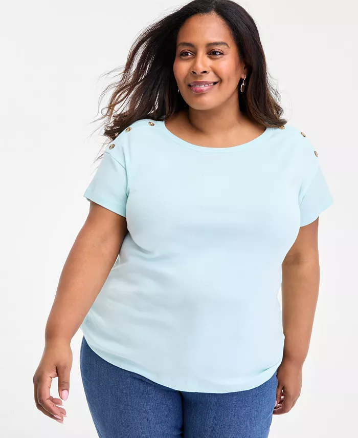 Плюс сайз хлопковая блуза с кокеткой на пуговицах Style & Co, зеленый
Плюс сайз хлопковая блуза с кокеткой на пуговицах Style & Co, зеленый