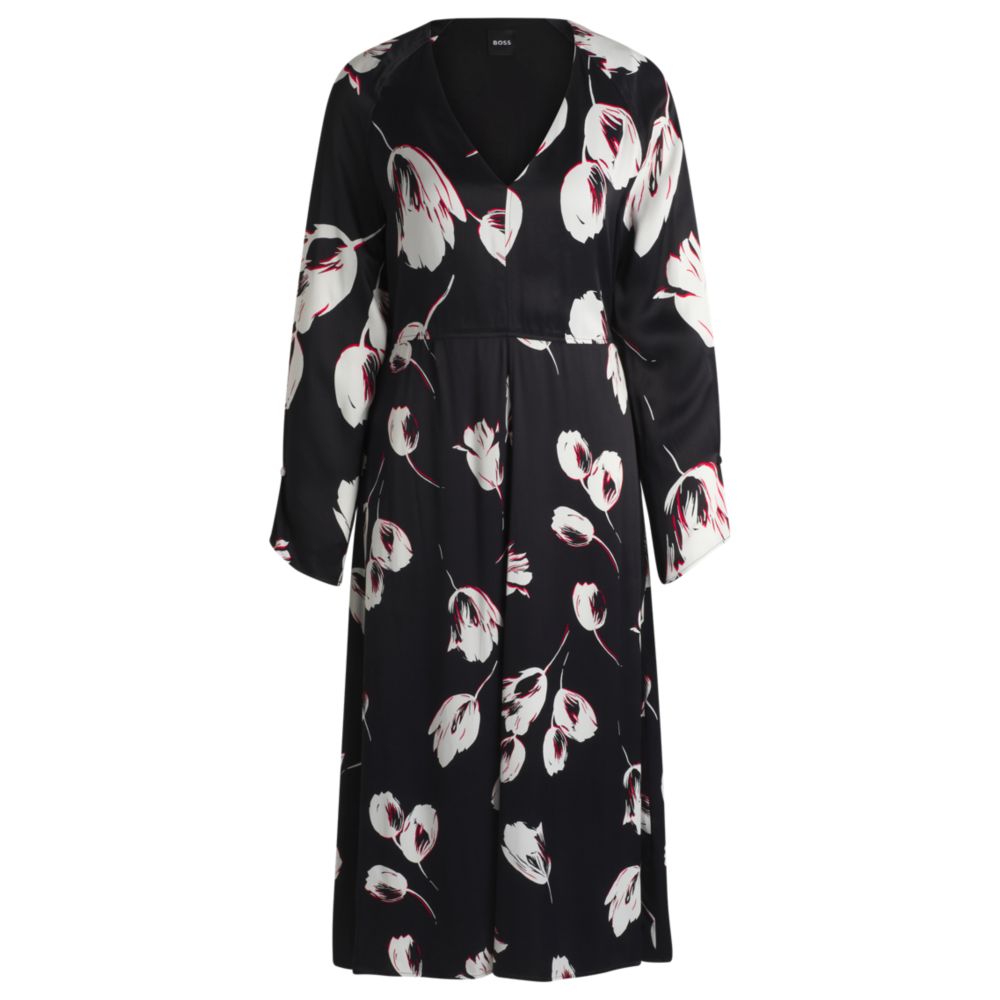 Платье из атласа с V-образным вырезом и принтом тюльпанов BOSS, цвет patterned
Платье из атласа с V-образным вырезом и принтом тюльпанов BOSS, цвет patterned