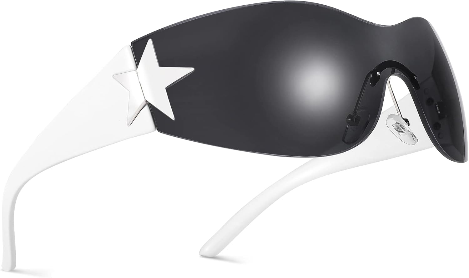 Солнцезащитные очки NULOOQ Rimless Y2K для женщин и мужчин – модные солнцезащитные очки Star Shield с обтекаемой формой, большие безрамочные солнцезащитные очки, A2* White/Gray
Солнцезащитные очки NULOOQ Rimless Y2K для женщин и мужчин – модные солнцезащитные очки Star Shield с обтекаемой формой, большие безрамочные солнцезащитные очки, A2* White/Gray