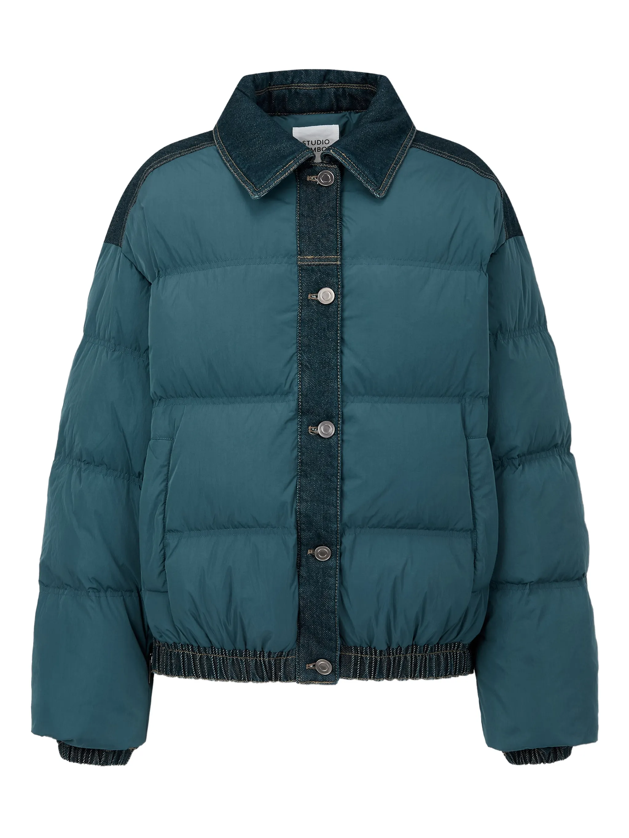 Пуховик с отделкой из денима Tomboy, синий
Пуховик с отделкой из денима Tomboy, синий