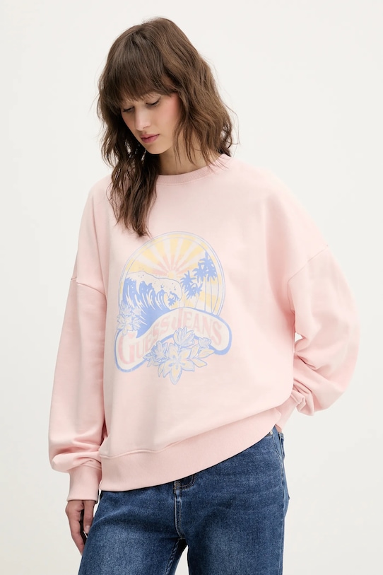 Хлопковая толстовка Guess Jeans, розовый 
Хлопковая толстовка Guess Jeans, розовый