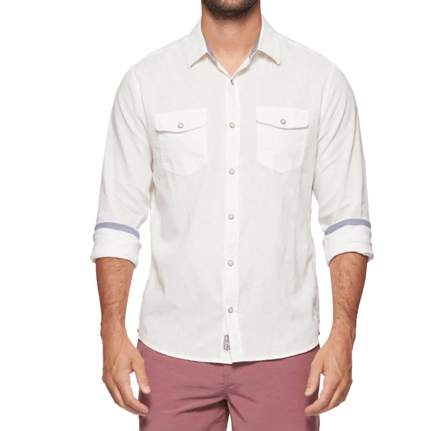 Avalon Длинный рукав Garment Dye Linen Pearl Кнопка Рубашка в белом цвете Flags & Anthem
Avalon Длинный рукав Garment Dye Linen Pearl Кнопка Рубашка в белом цвете Flags & Anthem