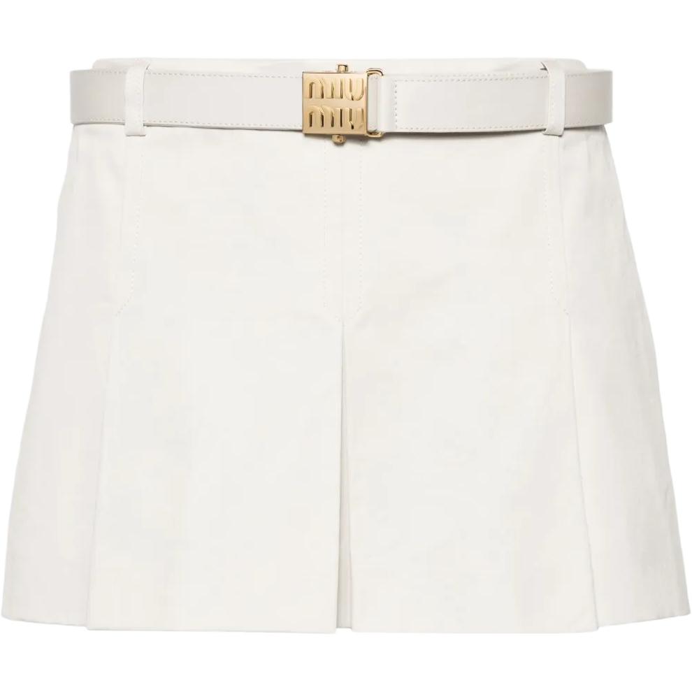 Мини-юбка с низкой посадкой, плиссированная, с пряжкой с логотипом MIU MIU, бежевый
Мини-юбка с низкой посадкой, плиссированная, с пряжкой с логотипом MIU MIU, бежевый