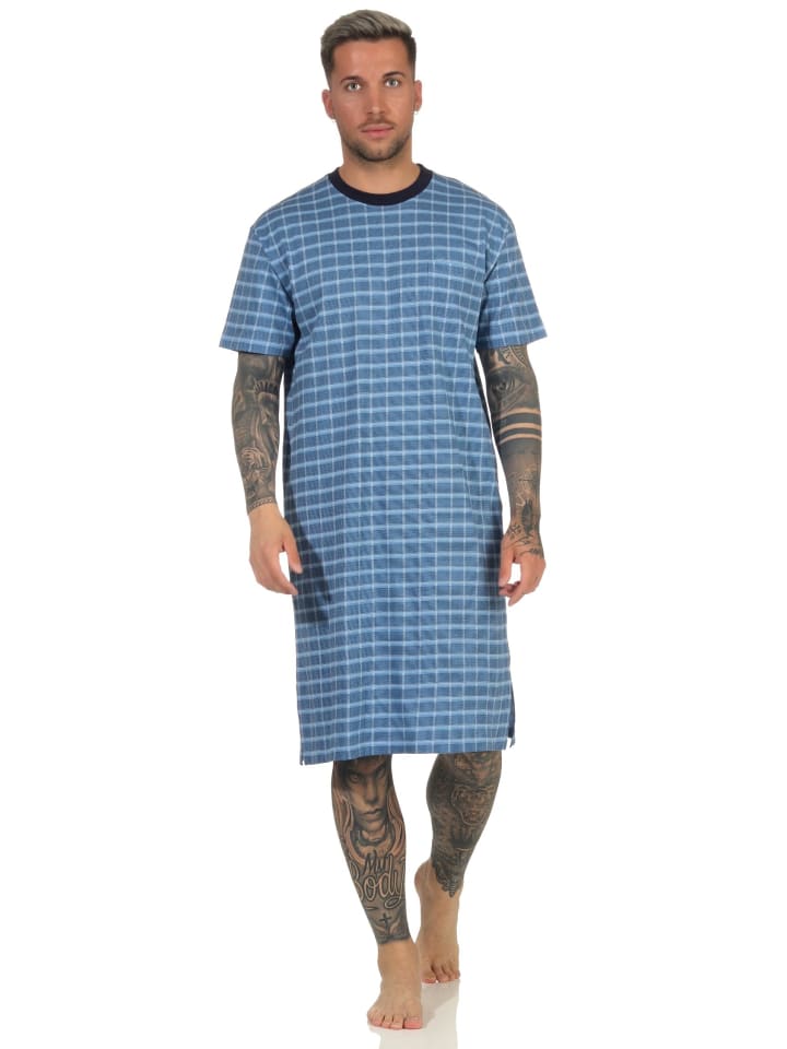 Клетчатая ночная рубашка с короткими рукавами - 72240 светло-голубого цвета NORMANN
Клетчатая ночная рубашка с короткими рукавами - 72240 светло-голубого цвета NORMANN