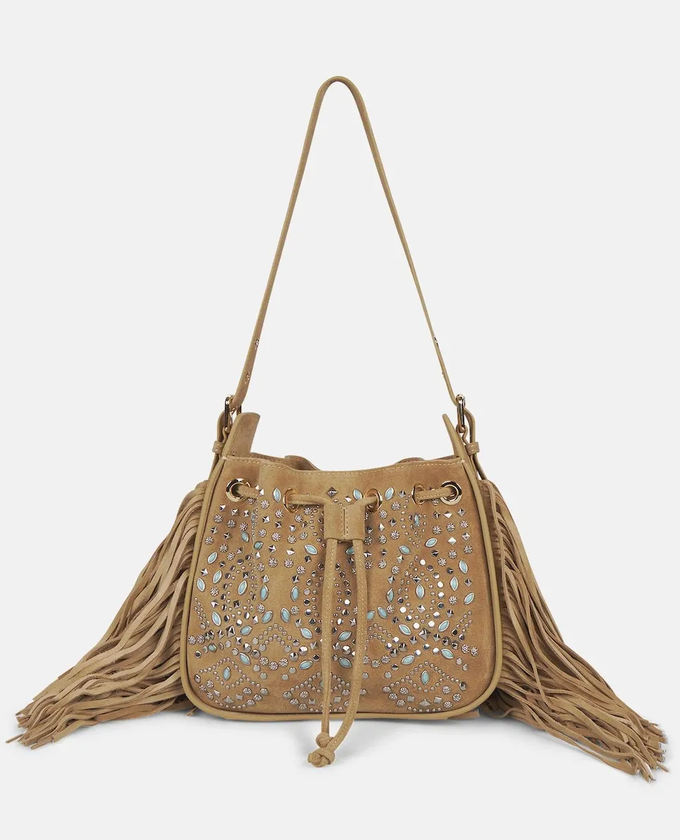 Сумка через плечо с декоративными клепками и бахромой, регулируемая застежка Alma En Pena, коричневый
Сумка через плечо с декоративными клепками и бахромой, регулируемая застежка Alma En Pena, коричневый