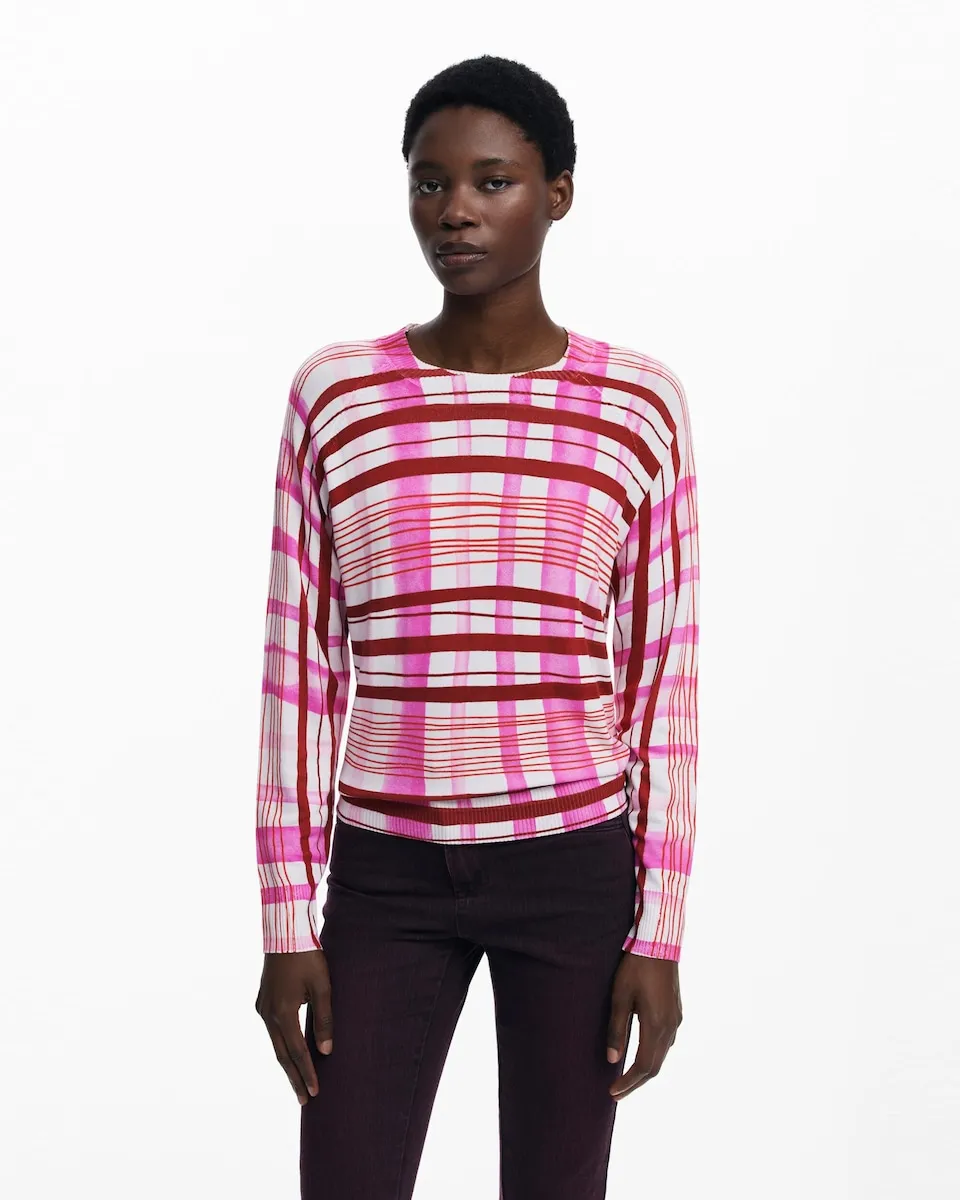 Женский свитер в полоску миккадо Desigual, розовый
Женский свитер в полоску миккадо Desigual, розовый