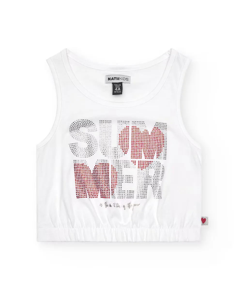 Футболка для девочки в белом цвете с блестящим принтом Tuc tuc, белый
Футболка для девочки в белом цвете с блестящим принтом Tuc tuc, белый