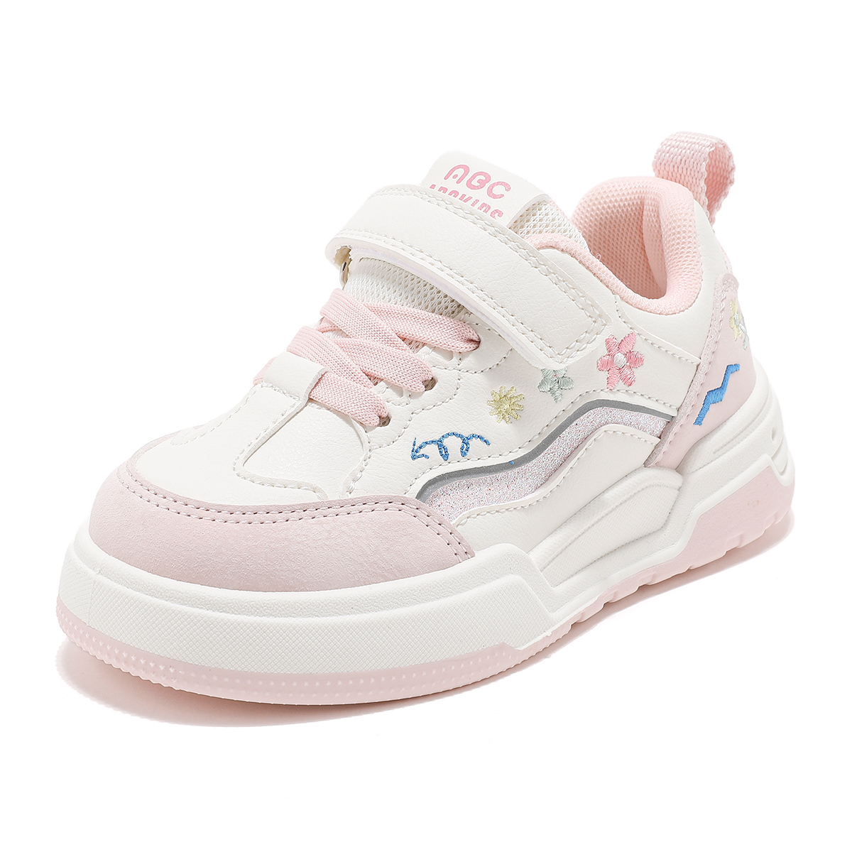 Низкие противоскользящие амортизирующие кроссовки для скейтбординга для детей ABC KIDS, белый/розовый 
Низкие противоскользящие амортизирующие кроссовки для скейтбординга для детей ABC KIDS, белый/розовый