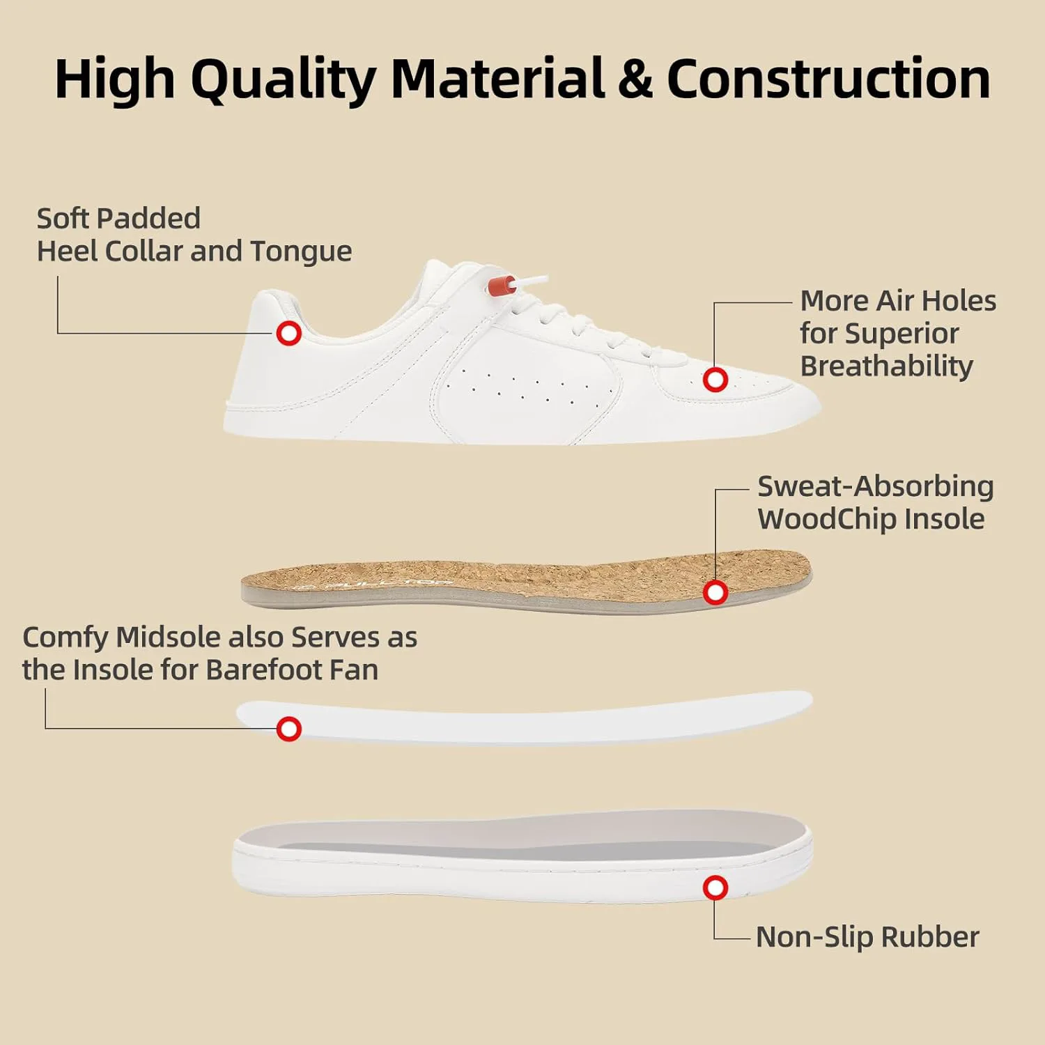 Мужские туфли Pulltop Barefoot с широкой носовой частью - минималистичные туфли-босоножки, кроссовки без каблука, слайпы для ходьбы, противоскользящие, белый
Мужские туфли Pulltop Barefoot с широкой носовой частью - минималистичные туфли-босоножки, кроссовки без каблука, слайпы для ходьбы, противоскользящие, белый