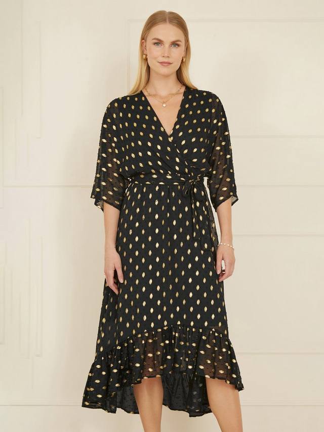 Платье миди с принтом из фольги Yumi, черный
Платье миди с принтом из фольги Yumi, черный