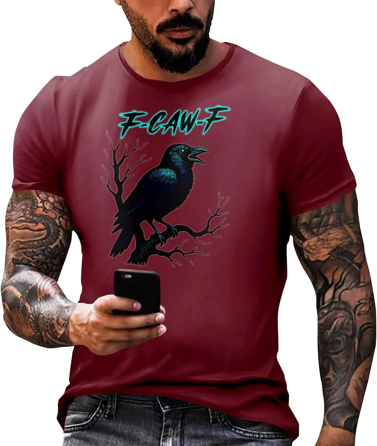 Мужская футболка F-caw-F с принтом ворон FQZWONG
Мужская футболка F-caw-F с принтом ворон FQZWONG