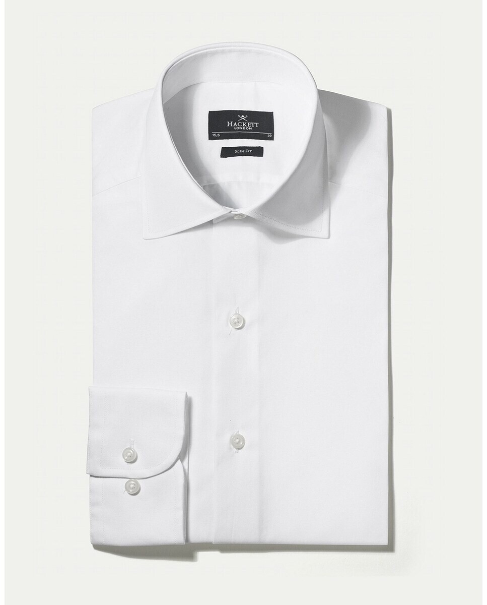 Однотонная узкая мужская рубашка из поплина белого цвета Hackett, белый
Однотонная узкая мужская рубашка из поплина белого цвета Hackett, белый