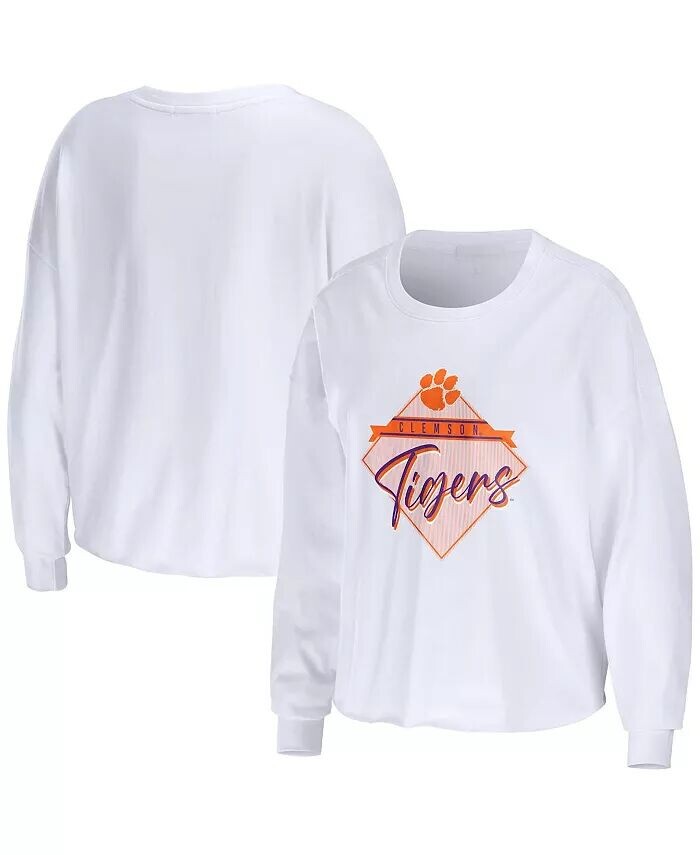 Женская белая укороченная футболка с длинными рукавами Clemson Tigers Diamond Wear By Erin Andrews
Женская белая укороченная футболка с длинными рукавами Clemson Tigers Diamond Wear By Erin Andrews