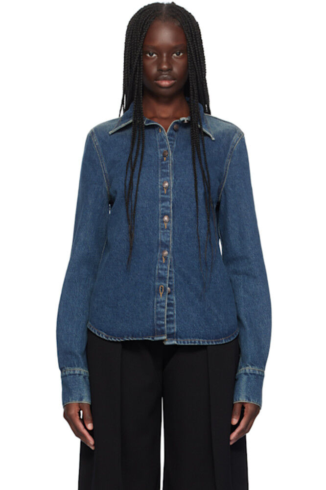 Синяя приталенная джинсовая рубашка 05 Magda Butrym
Синяя приталенная джинсовая рубашка 05 Magda Butrym