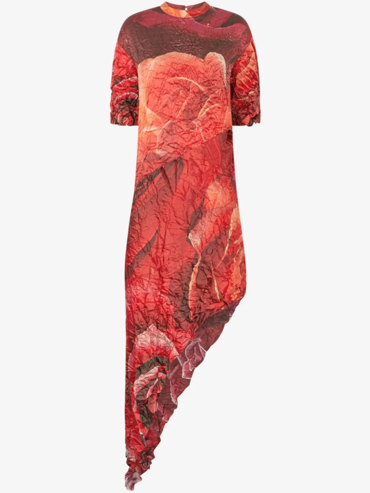 Асимметричное платье с цветочным принтом Roberto Cavalli, красный 
Асимметричное платье с цветочным принтом Roberto Cavalli, красный