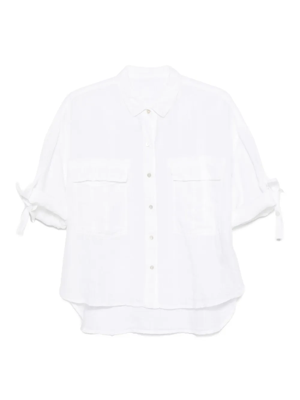 Льняная рубашка с завязками на рукавах 120% Lino, белый 
Льняная рубашка с завязками на рукавах 120% Lino, белый