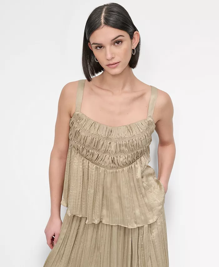 Женский топ без рукавов со сборкой и плиссировкой DKNY, зеленый
Женский топ без рукавов со сборкой и плиссировкой DKNY, зеленый