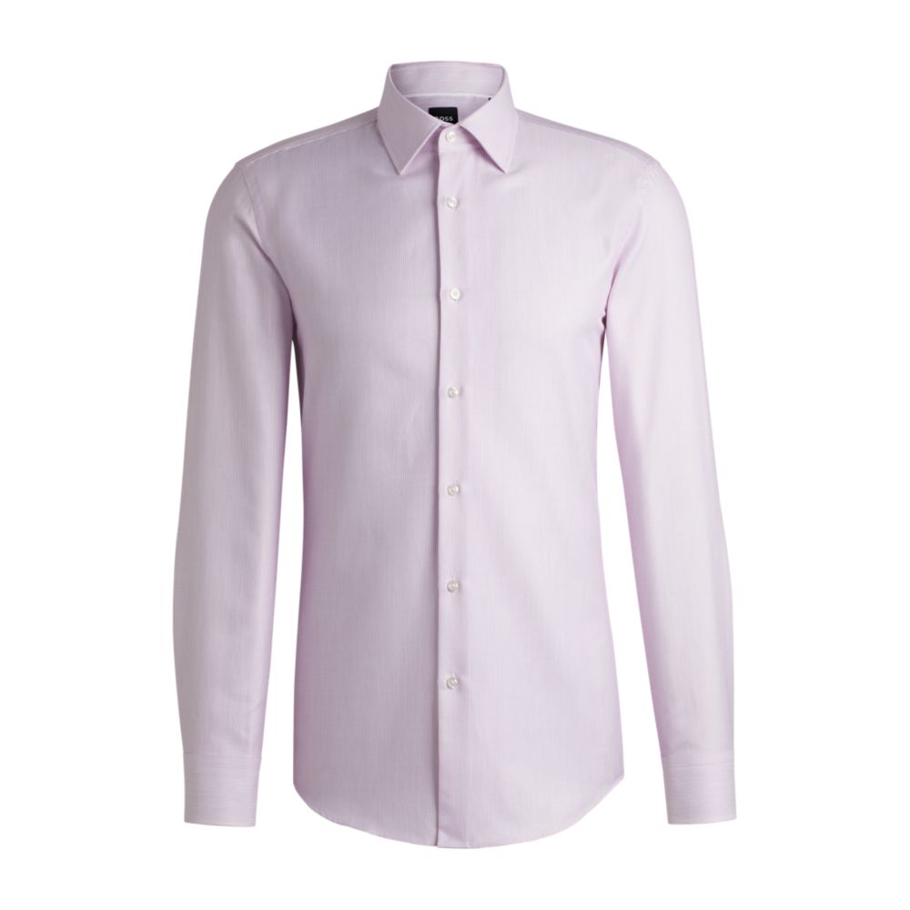 Рубашка облегающего кроя из полосатого хлопкового твила BOSS, розовый
Рубашка облегающего кроя из полосатого хлопкового твила BOSS, розовый