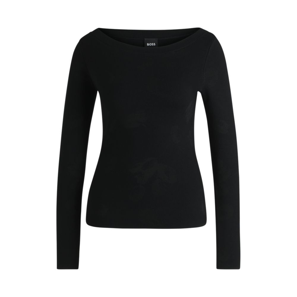 Свитер с широким воротом из эластичного жаккарда BOSS, черный
Свитер с широким воротом из эластичного жаккарда BOSS, черный