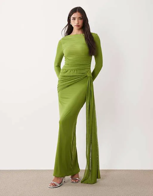 Зеленое сетчатое платье макси с длинными рукавами ASOS DESIGN
Зеленое сетчатое платье макси с длинными рукавами ASOS DESIGN
