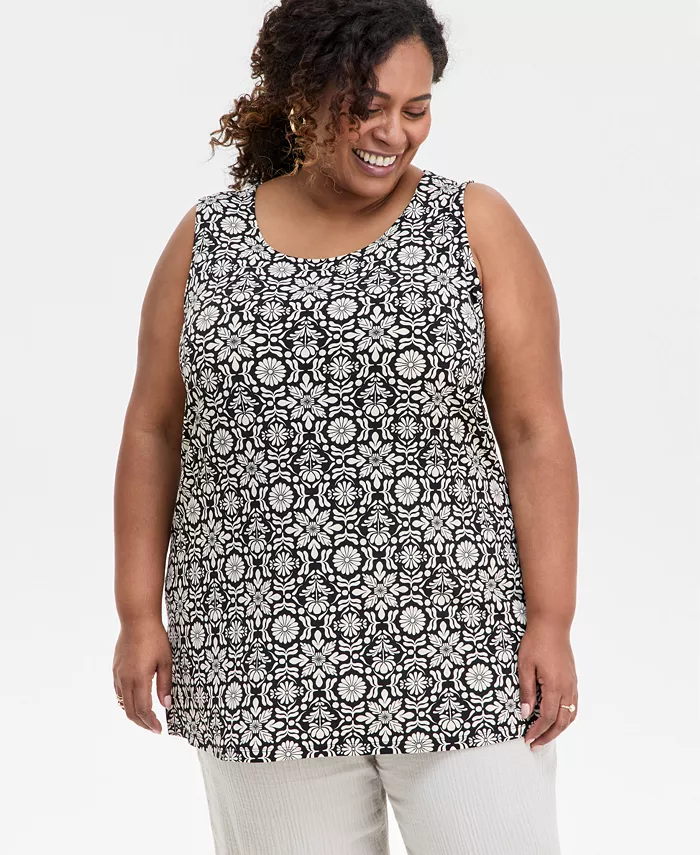 Топ-туника с принтом больших размеров JM Collection, черный
Топ-туника с принтом больших размеров JM Collection, черный