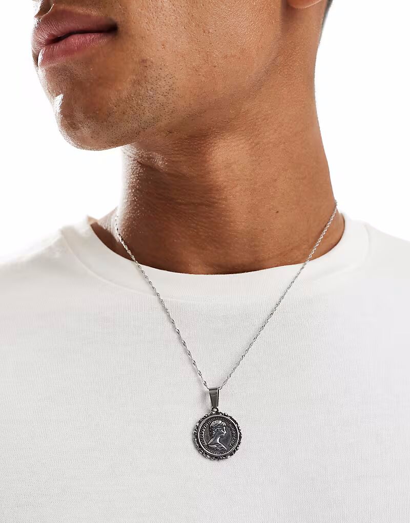 Водонепроницаемое ожерелье-цепочка из нержавеющей стали с круглым кулоном Sovereign серебристого оттенка Asos Design
Водонепроницаемое ожерелье-цепочка из нержавеющей стали с круглым кулоном Sovereign серебристого оттенка Asos Design