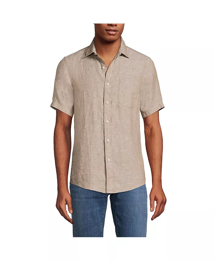 Мужская классическая льняная рубашка с коротким рукавом Lands' End, коричневый/бежевый
Мужская классическая льняная рубашка с коротким рукавом Lands' End, коричневый/бежевый