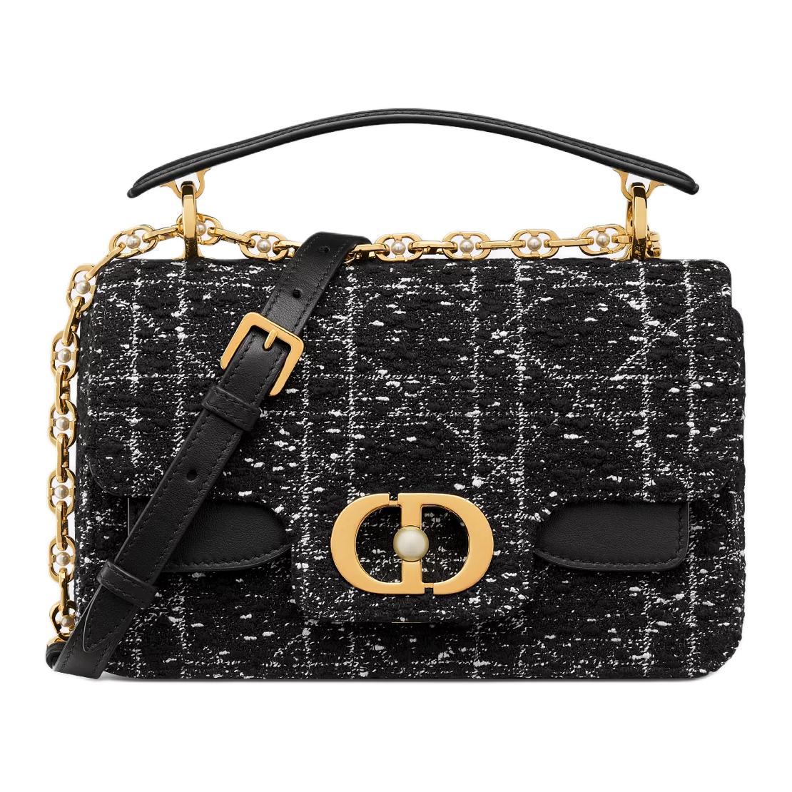 Хлопковая сумка через плечо с кожаными вставками, кроссбоди, женская сумка-труба черный DIOR 
Хлопковая сумка через плечо с кожаными вставками, кроссбоди, женская сумка-труба черный DIOR