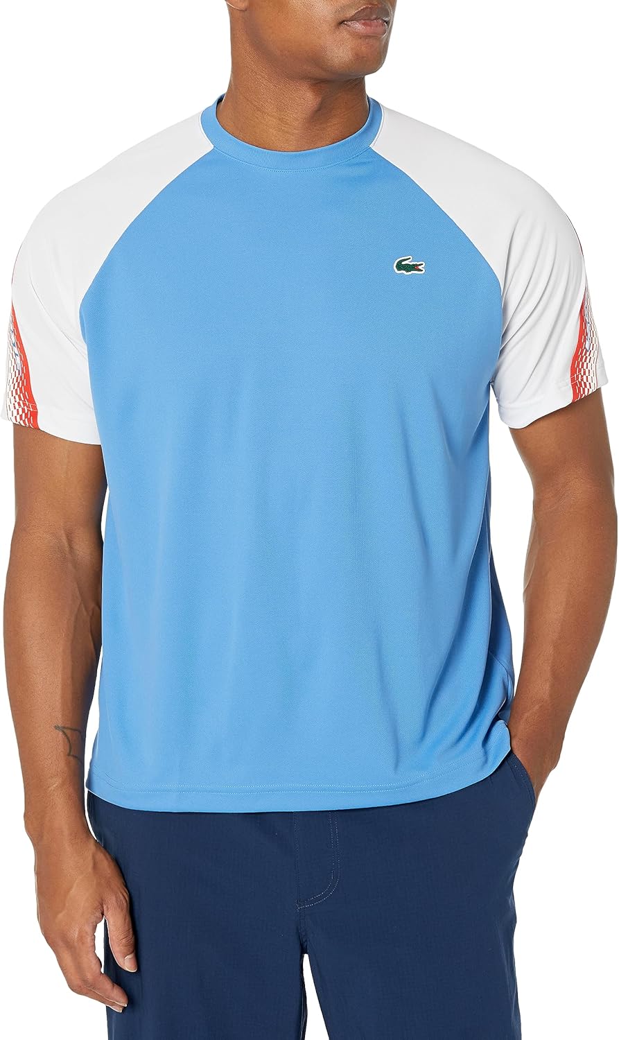 Мужская спортивная футболка Lacoste Regular Fit с логотипом и полосками, Ethereal Blue/White/White, Белый, Мужская спортивная футболка Lacoste Regular Fit с логотипом и полосками, Ethereal Blue/White/White
Мужская спортивная футболка Lacoste Regular Fit с логотипом и полосками, Ethereal Blue/White/White, Белый, Мужская спортивная футболка Lacoste Regular Fit с логотипом и полосками, Ethereal Blue/White/White