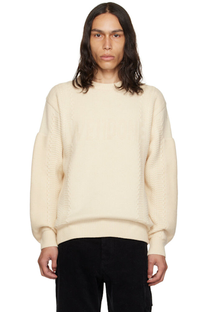 Белоснежный свитер с квадратными нашивками We11done 
Белоснежный свитер с квадратными нашивками We11done