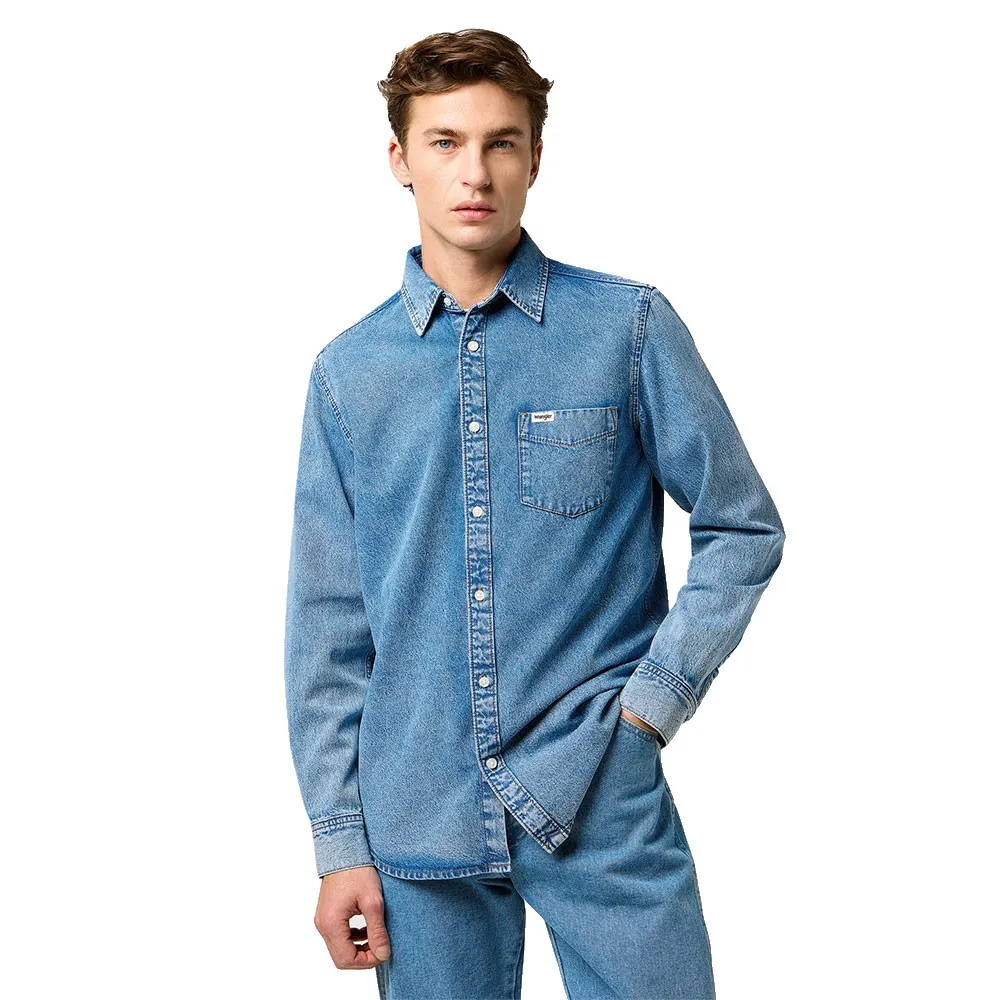 Рубашка Wrangler с одним карманом, стандартного кроя, с длинным рукавом, синий
Рубашка Wrangler с одним карманом, стандартного кроя, с длинным рукавом, синий