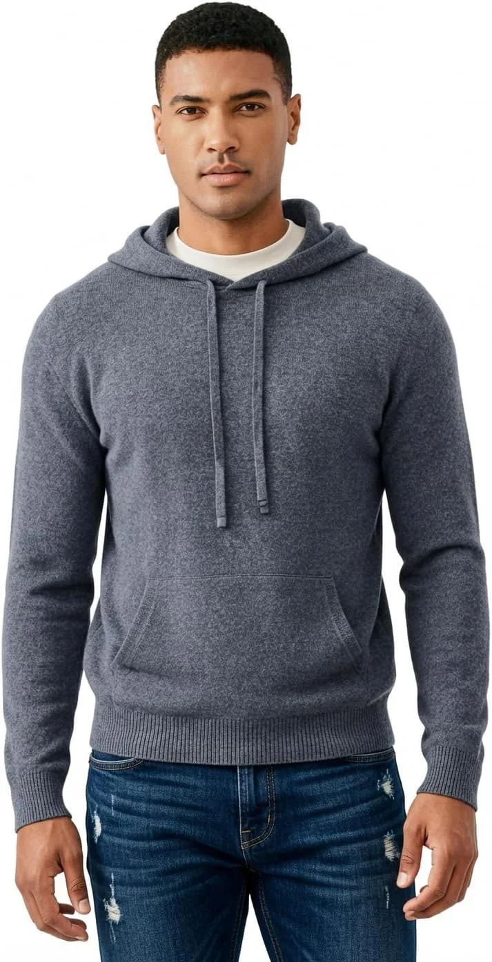 Мужской свитер KVSS из 100% кашемира с капюшоном и карманом
Мужской свитер KVSS из 100% кашемира с капюшоном и карманом