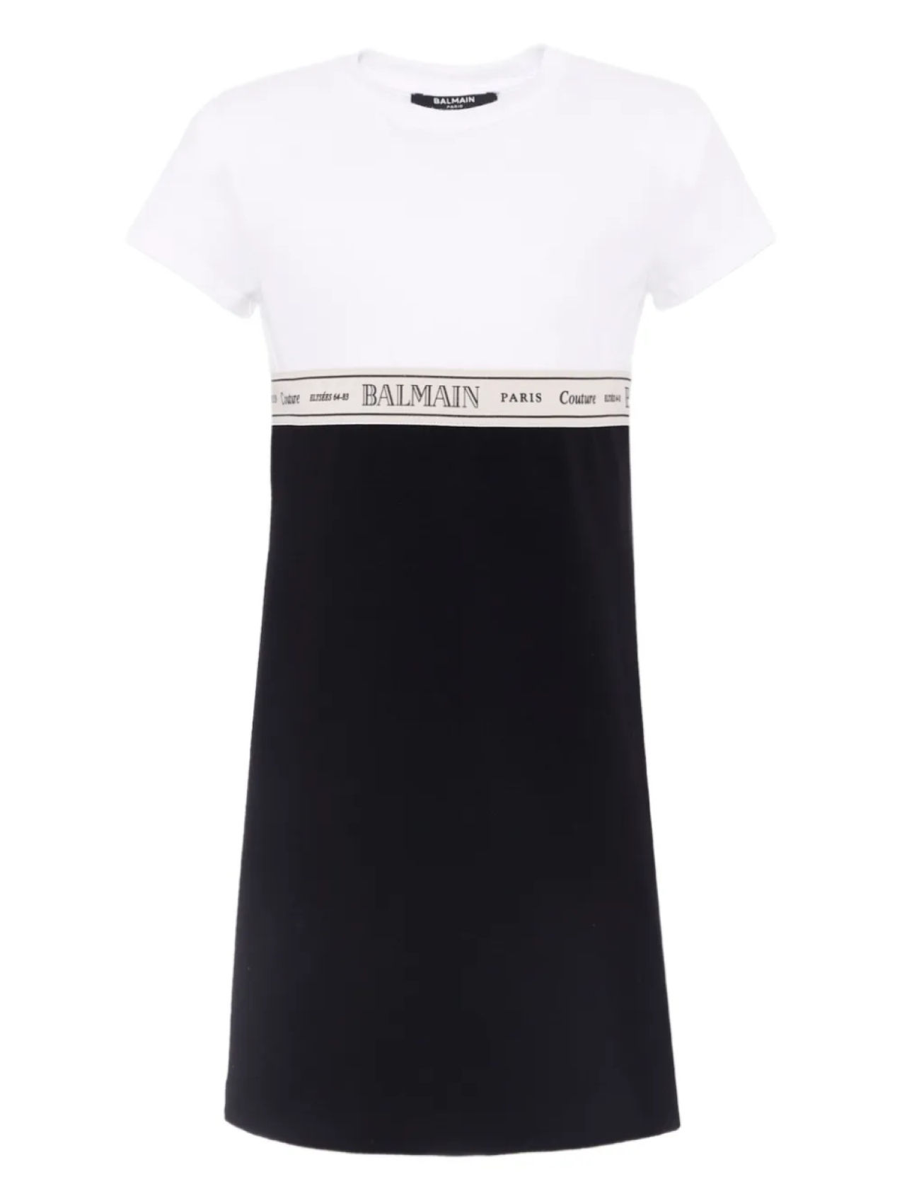 Платье с цветными блоками и логотипом на ленте Balmain Kids, черный 
Платье с цветными блоками и логотипом на ленте Balmain Kids, черный