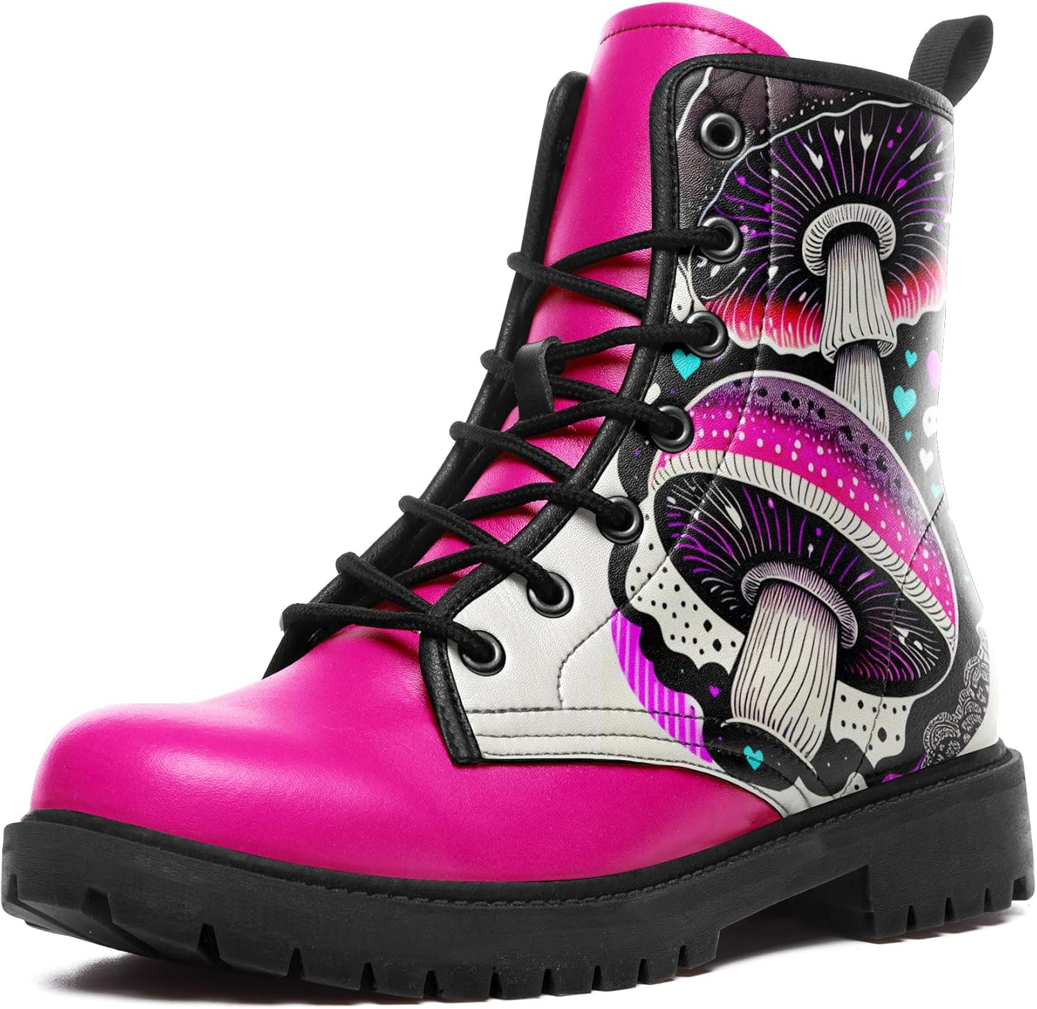 Женские кожаные боевые ботинки средней длины с шнуровкой, с художественными узорами грибов и цветов для походов и повседневной носки Awsole, белый/черный/розовый
Женские кожаные боевые ботинки средней длины с шнуровкой, с художественными узорами грибов и цветов для походов и повседневной носки Awsole, белый/черный/розовый