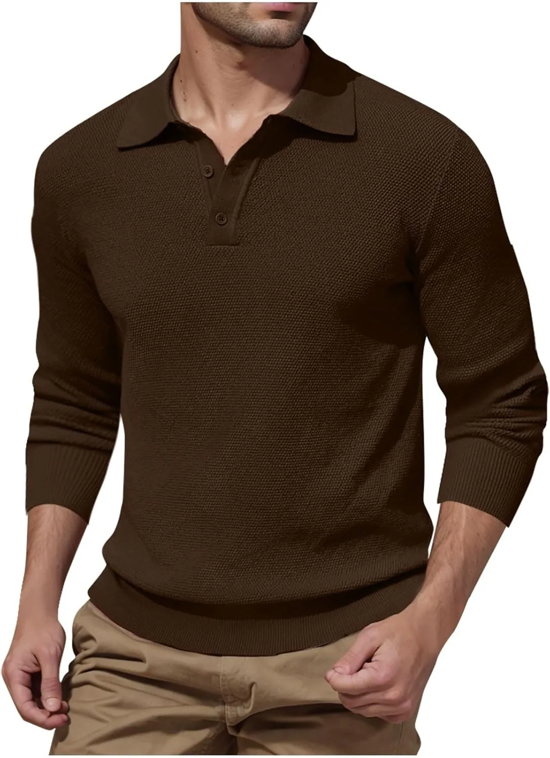 Мужской вязаный свитер Slim Fit с длинными рукавами и отложным воротником
Мужской вязаный свитер Slim Fit с длинными рукавами и отложным воротником