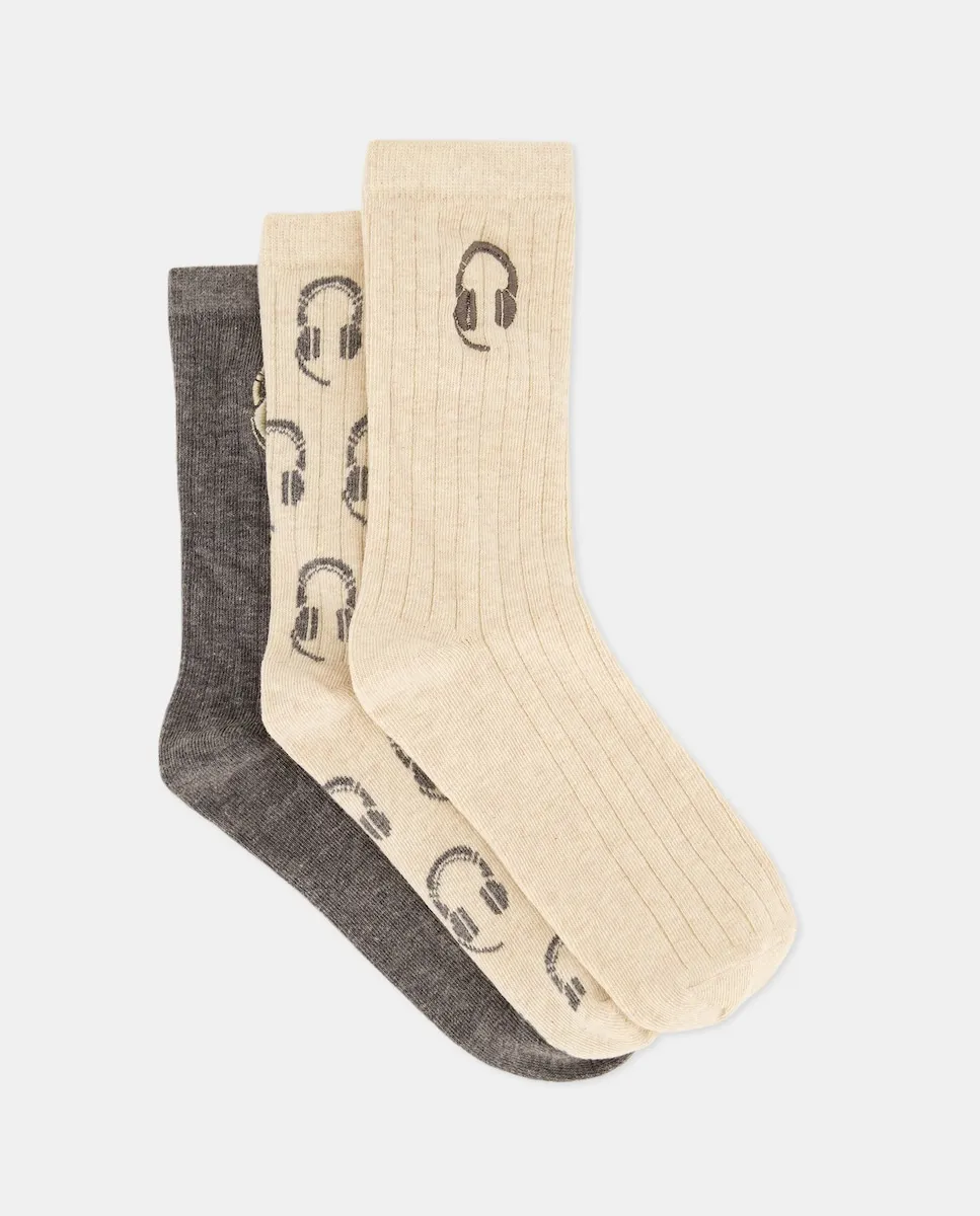 Набор из 3 детских носков в рубчик с узором Cotton Juice, светло-серый
Набор из 3 детских носков в рубчик с узором Cotton Juice, светло-серый