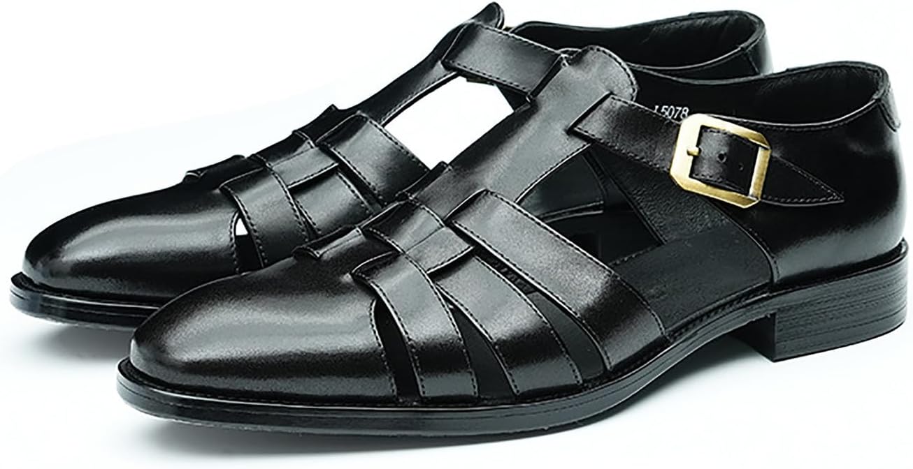 Сандалии Santimon Mens из кожи для мужчин - повседневная обувь, стильные модные летние сандалии-рыбаки с регулировкой пряжки и дышащие, для бизнеса, черный
Сандалии Santimon Mens из кожи для мужчин - повседневная обувь, стильные модные летние сандалии-рыбаки с регулировкой пряжки и дышащие, для бизнеса, черный