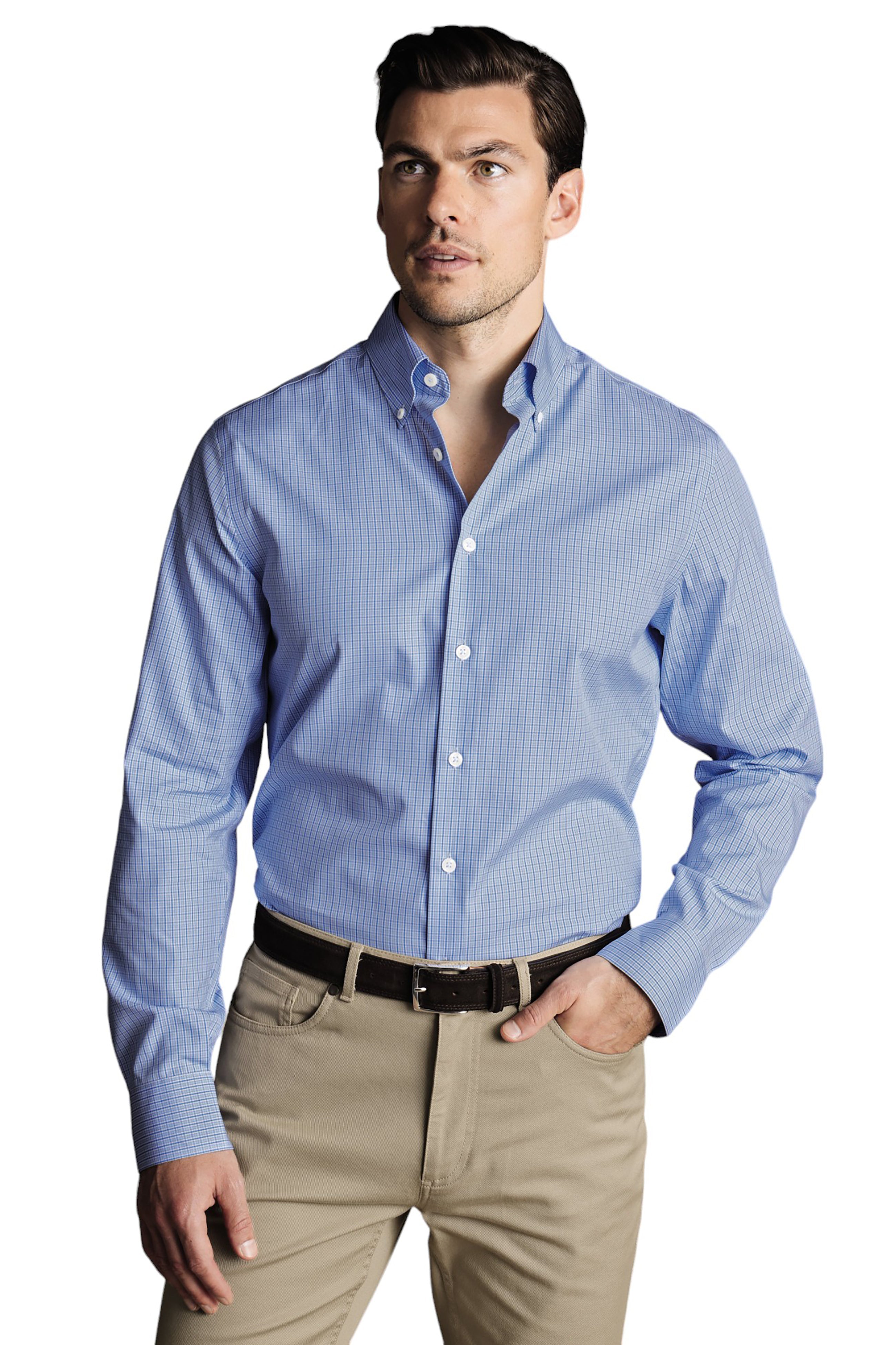 Мужская клетчатая рубашка-оксфорд с застежкой на пуговицы Charles Tyrwhitt Slim Fit Single Cuff, цвет cornflower blue
Мужская клетчатая рубашка-оксфорд с застежкой на пуговицы Charles Tyrwhitt Slim Fit Single Cuff, цвет cornflower blue