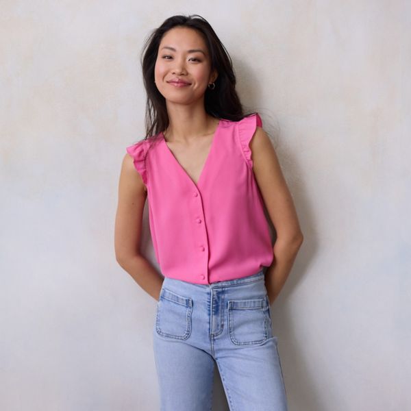 Женский топ с V-образным вырезом и рюшами на плечах Lc Lauren Conrad, цвет annabelle pink
Женский топ с V-образным вырезом и рюшами на плечах Lc Lauren Conrad, цвет annabelle pink