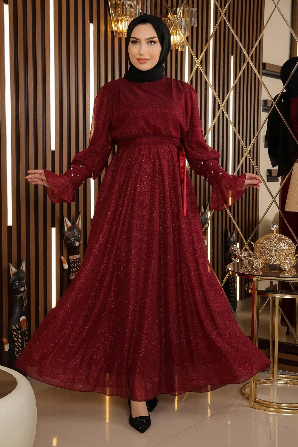 Шифоновое вечернее платье с блестками elbisestein Moda_Mihram, бургундия
Шифоновое вечернее платье с блестками elbisestein Moda_Mihram, бургундия