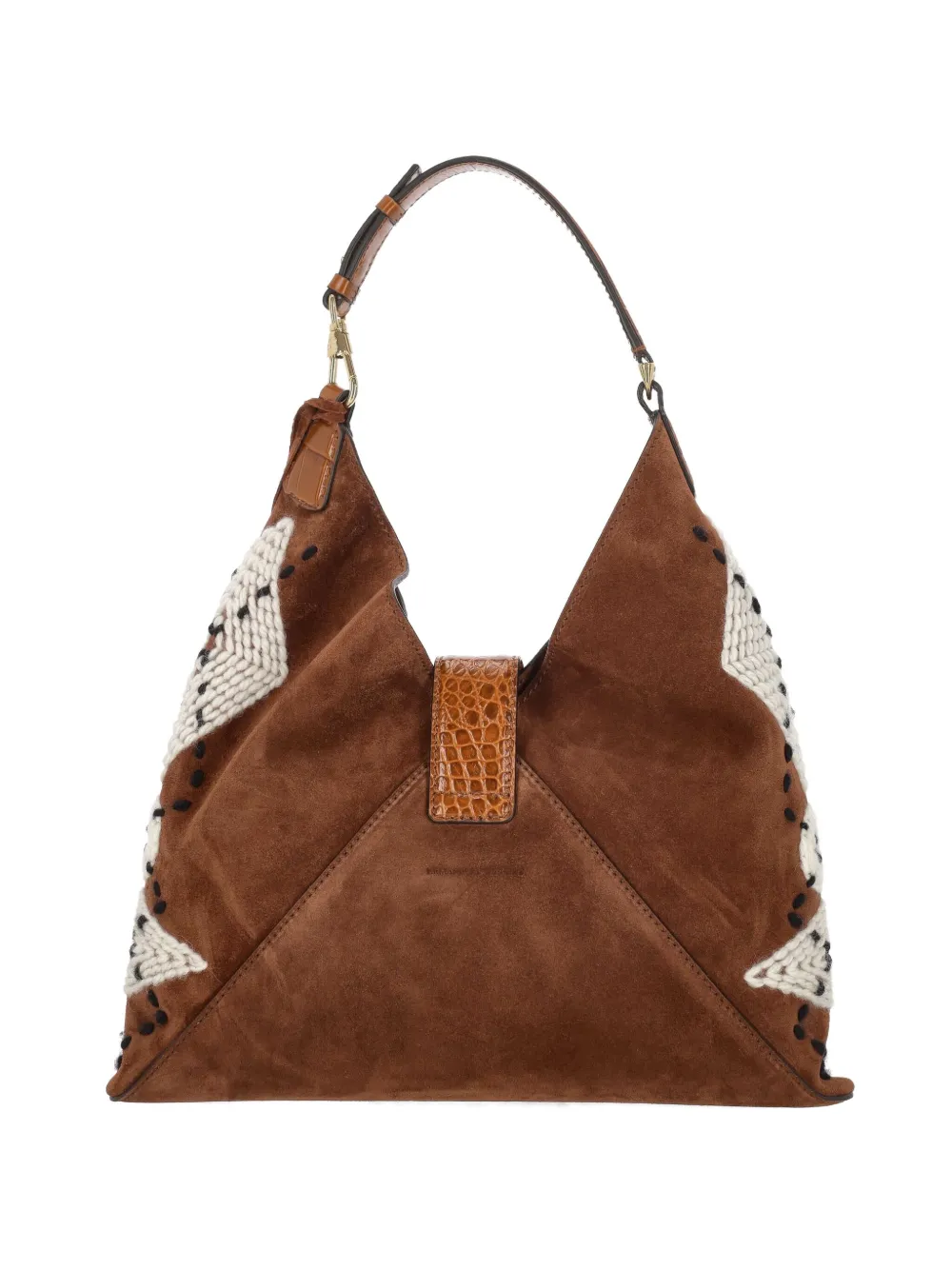 Сумка через плечо из замши с вязаными деталями Ermanno Scervino, коричневый
Сумка через плечо из замши с вязаными деталями Ermanno Scervino, коричневый