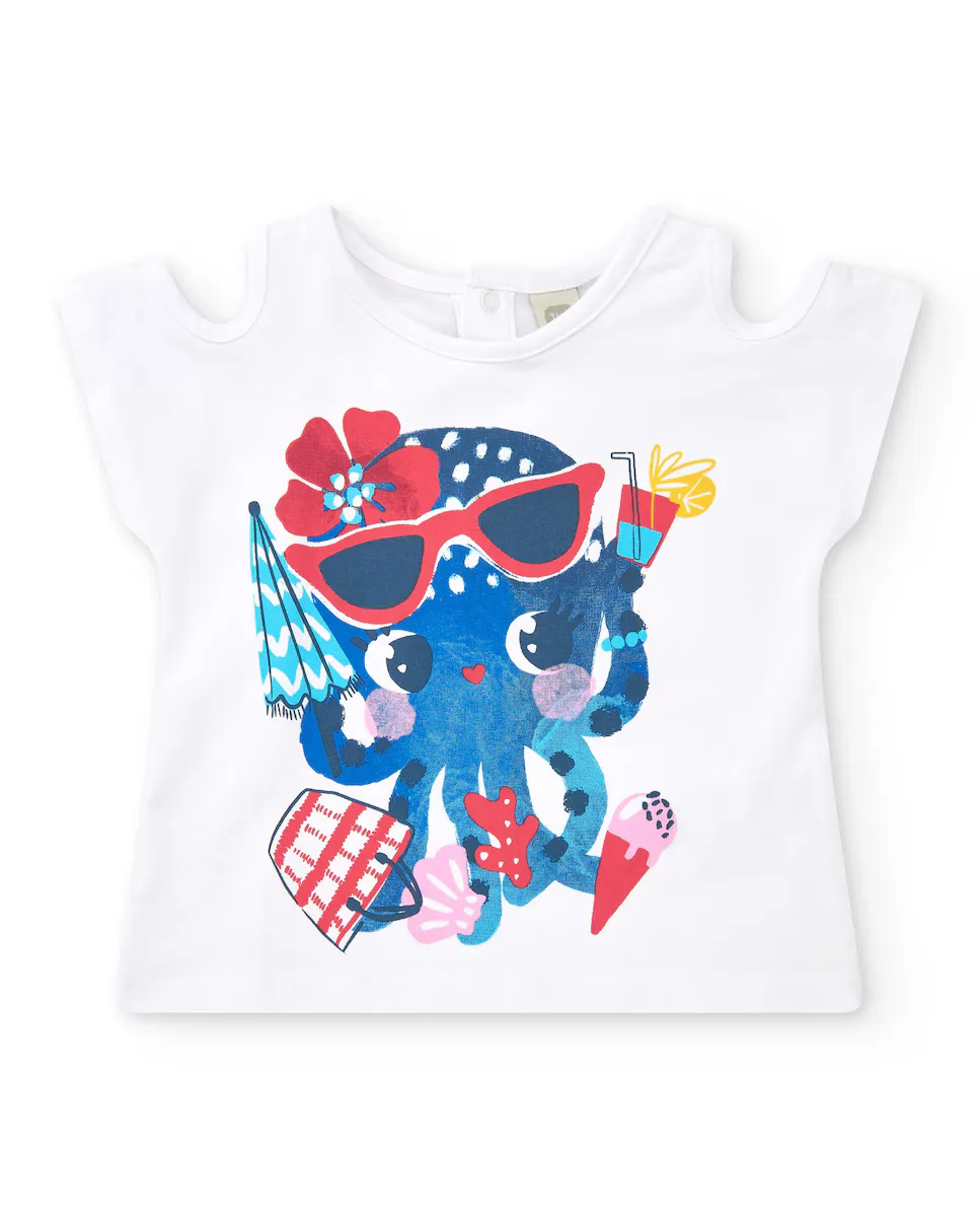 Футболка для девочки с принтом осьминога и разрезами на плечах Tuc tuc, белый
Футболка для девочки с принтом осьминога и разрезами на плечах Tuc tuc, белый