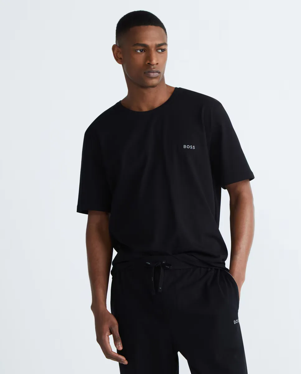 Черная мужская пижамная футболка с короткими рукавами Boss, черный
Черная мужская пижамная футболка с короткими рукавами Boss, черный