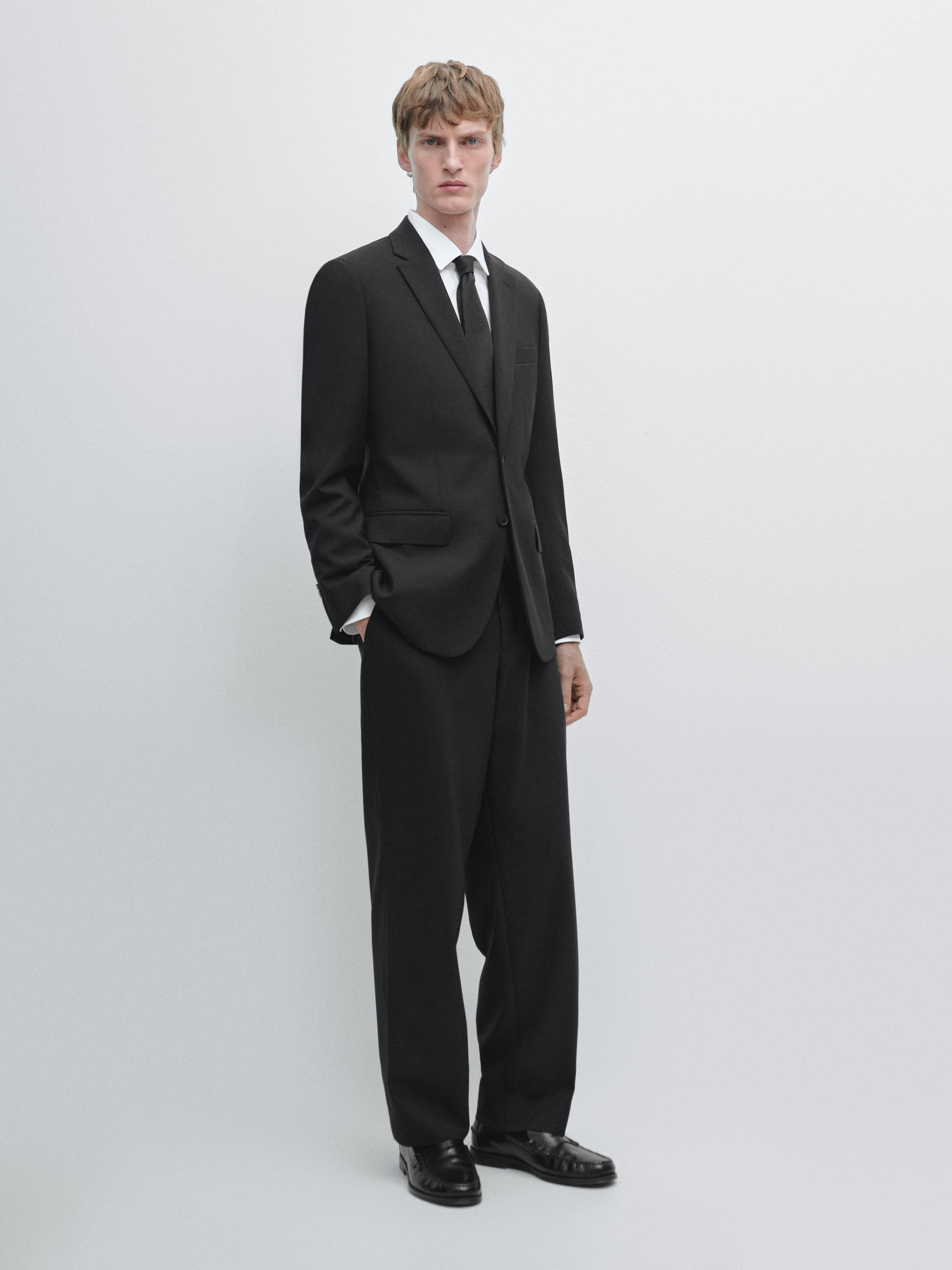 Широкие шерстяные костюмные брюки Massimo Dutti, black
Широкие шерстяные костюмные брюки Massimo Dutti, black