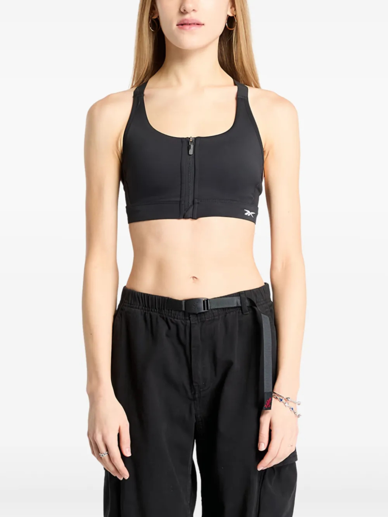 Reebok спортивный бюстгальтер на молнии, черный
Reebok спортивный бюстгальтер на молнии, черный