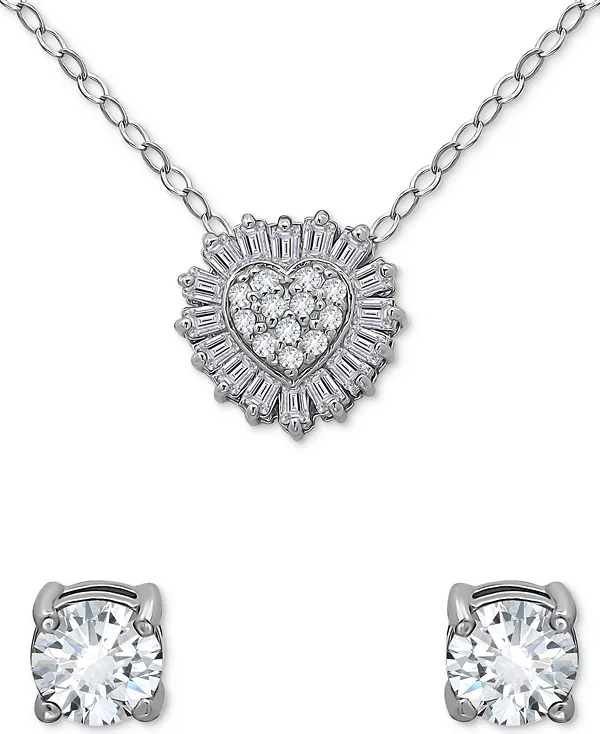 Комплект из двух кулонов в форме сердца с кубическим цирконием и серег-гвоздиков с солитером, созданный для Macy's. Giani Bernini, silver
Комплект из двух кулонов в форме сердца с кубическим цирконием и серег-гвоздиков с солитером, созданный для Macy's. Giani Bernini, silver